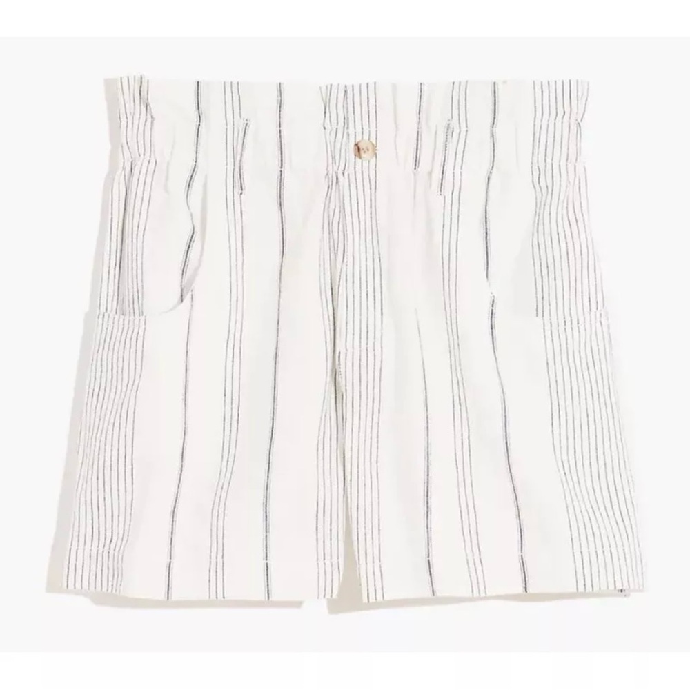 NEW MADEWELL Linen Cotton Pull-On Paperbag Shorts in Stripe